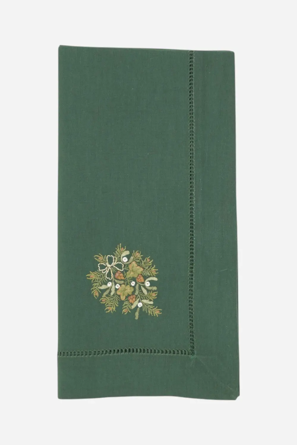 Embroidered Pine Branch Hemstitch Napkin Set Of 6 1