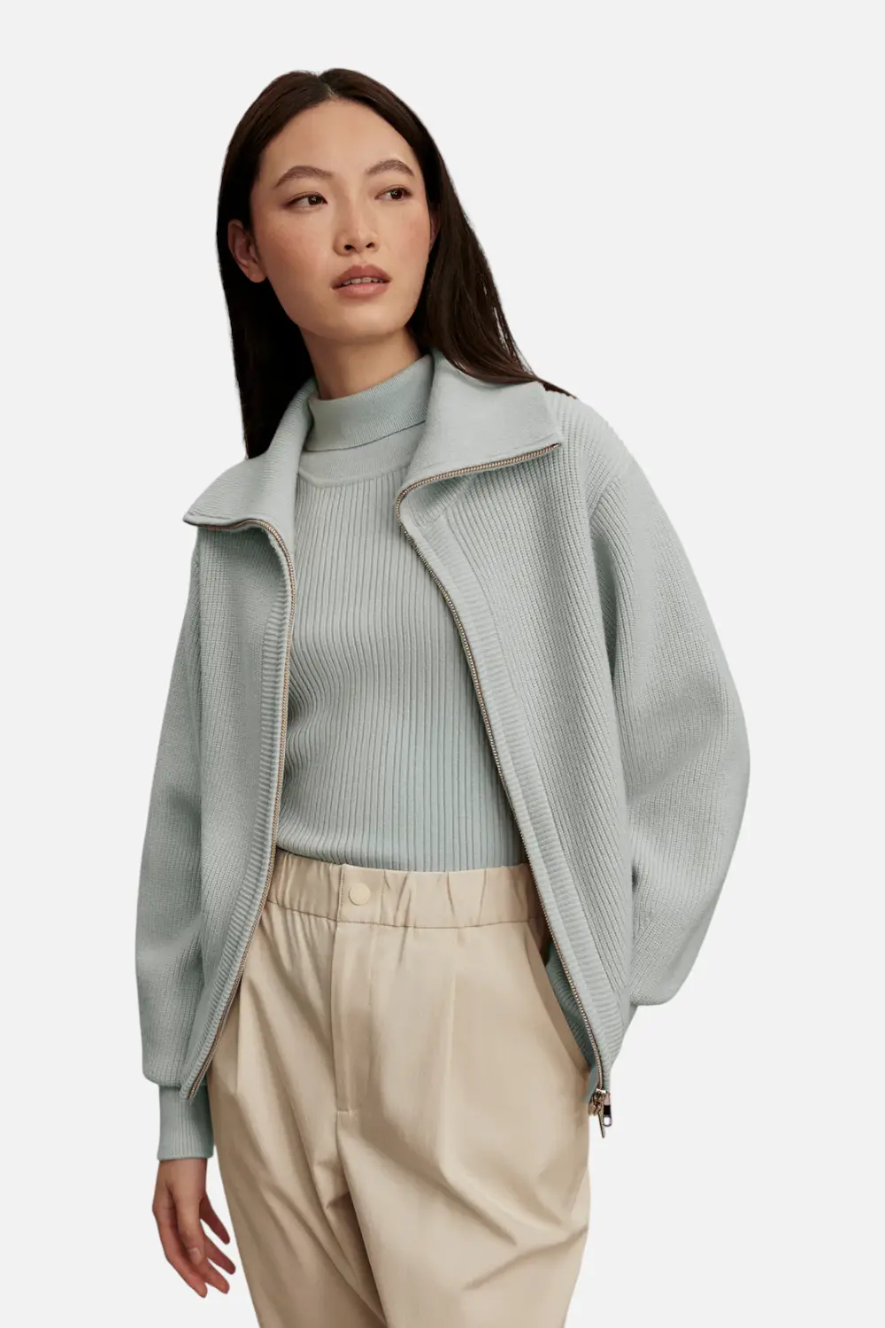 Varley Enrico Knit Jacket In Winter Sky 1