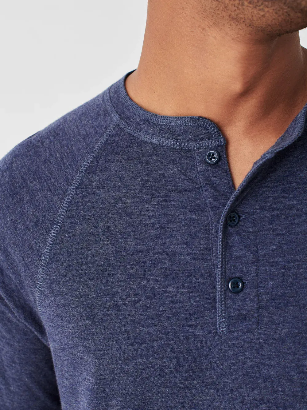 Faherty Cloud Long-Sleeve Henley, Navy Heather 2
