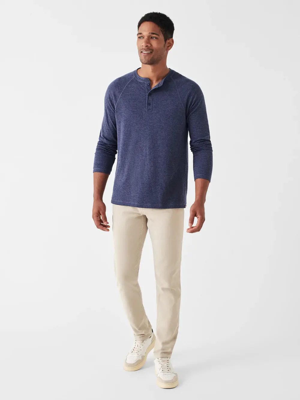 Faherty Cloud Long-Sleeve Henley, Navy Heather 5