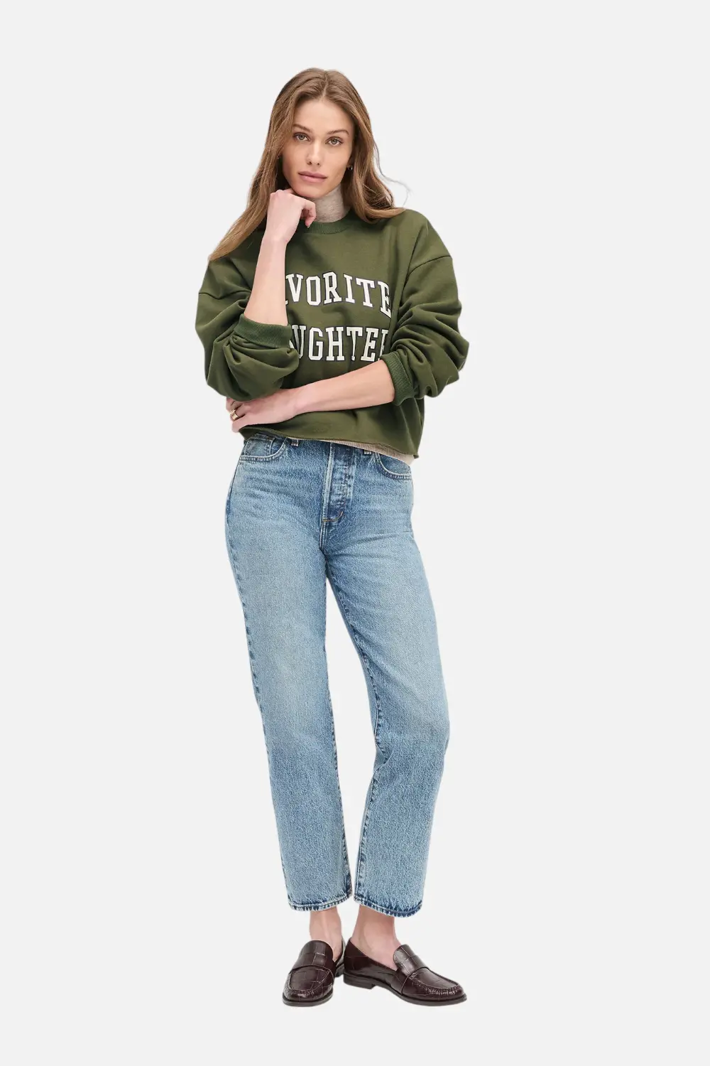Favorite Daughter Cropped Collegiate Sweatshirt In Smoketree Gardenia 1