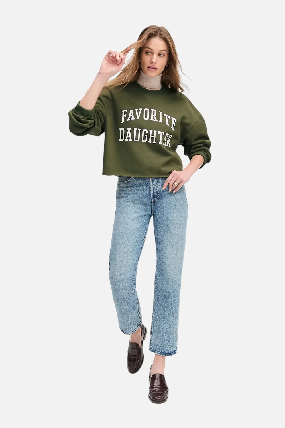 Favorite Daughter Cropped Collegiate Sweatshirt In Smoketree Gardenia 3