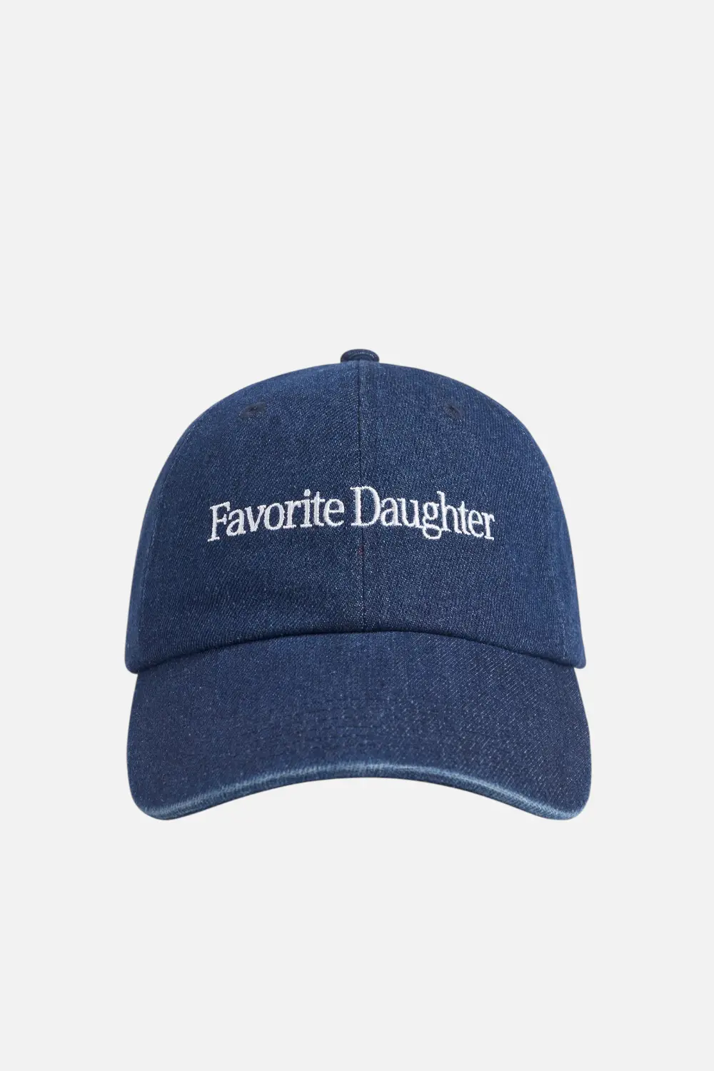 Favorite Daughter Logo Denim Baseball Cap In Dark Wash 1