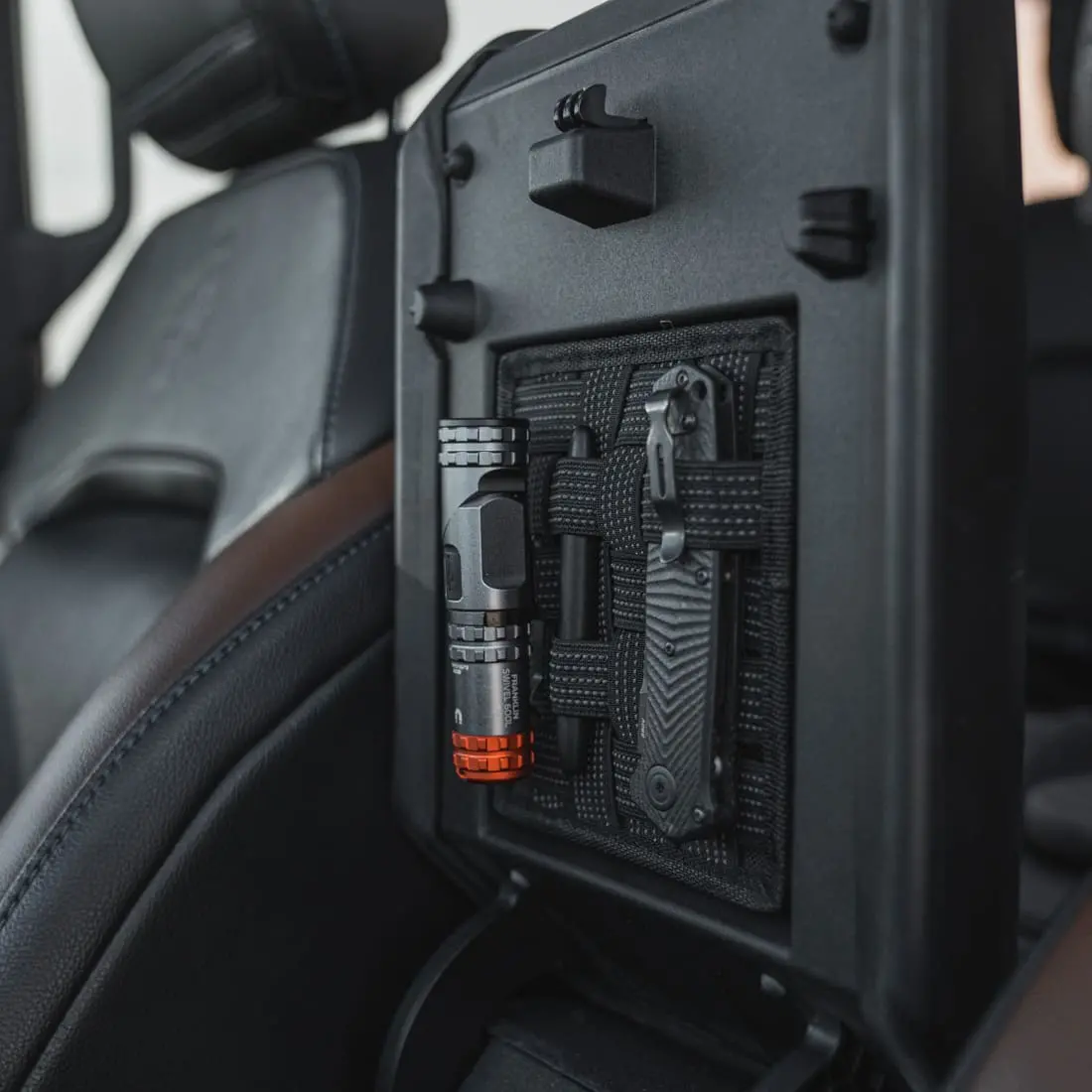Arachlid Armest Lid Organizer (Tactical Molle Webbing Storage) For 6G Ford Bronco Console 1