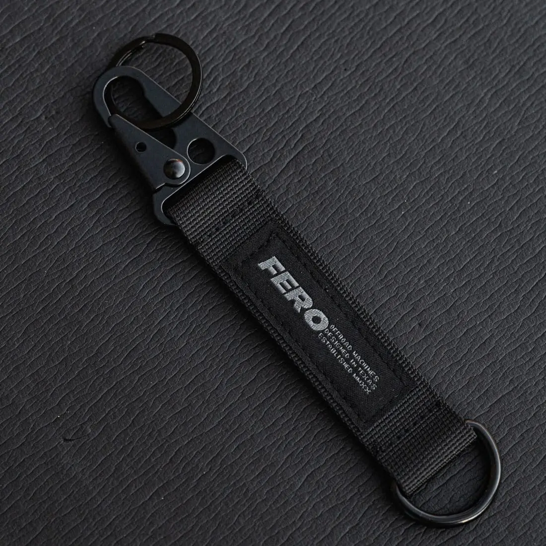 Nylon Clash Hook D-Ring Keychain - Stealth Black 1