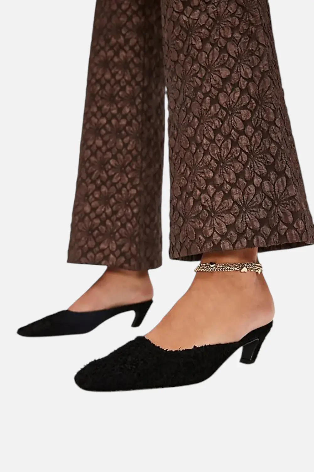 Free People Women's Avenue Heel In Black Hairy Suede 1