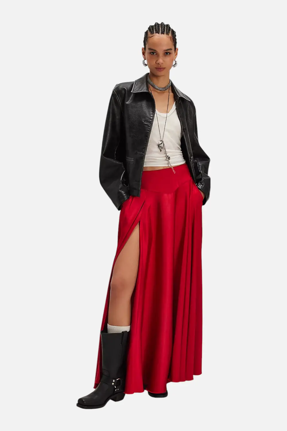 Free People Chilco Maxi Skirt In Salsa Red 1