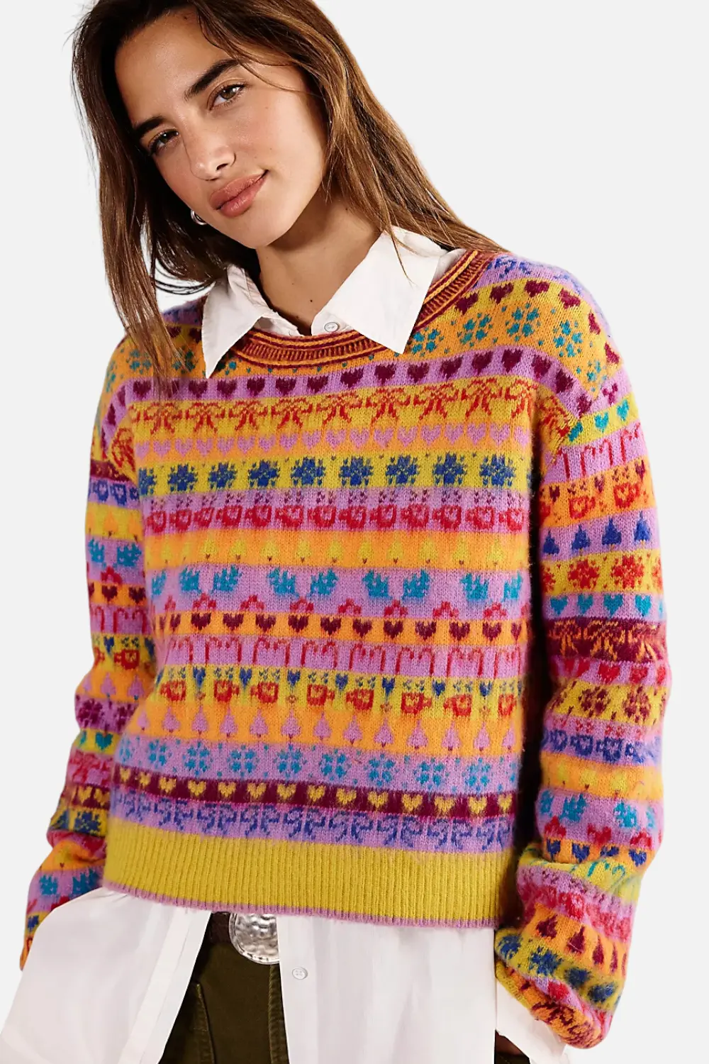 Free People Favorite Things Sweater In Bright Confetti Combo 1