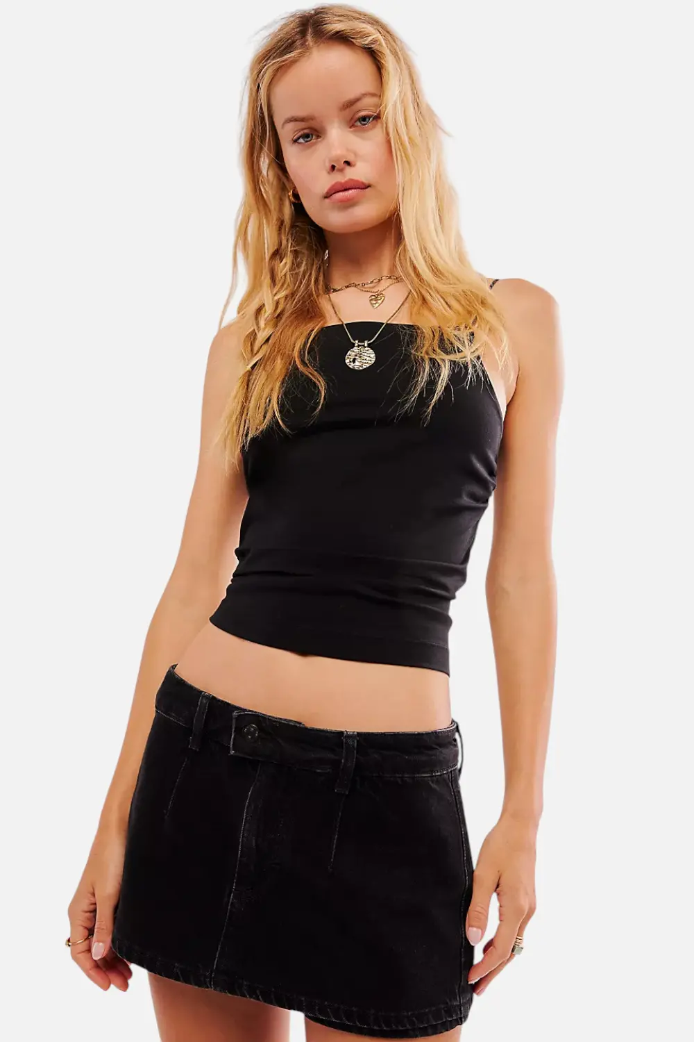Free People Galivanting Peekaboo Skort In Black 1