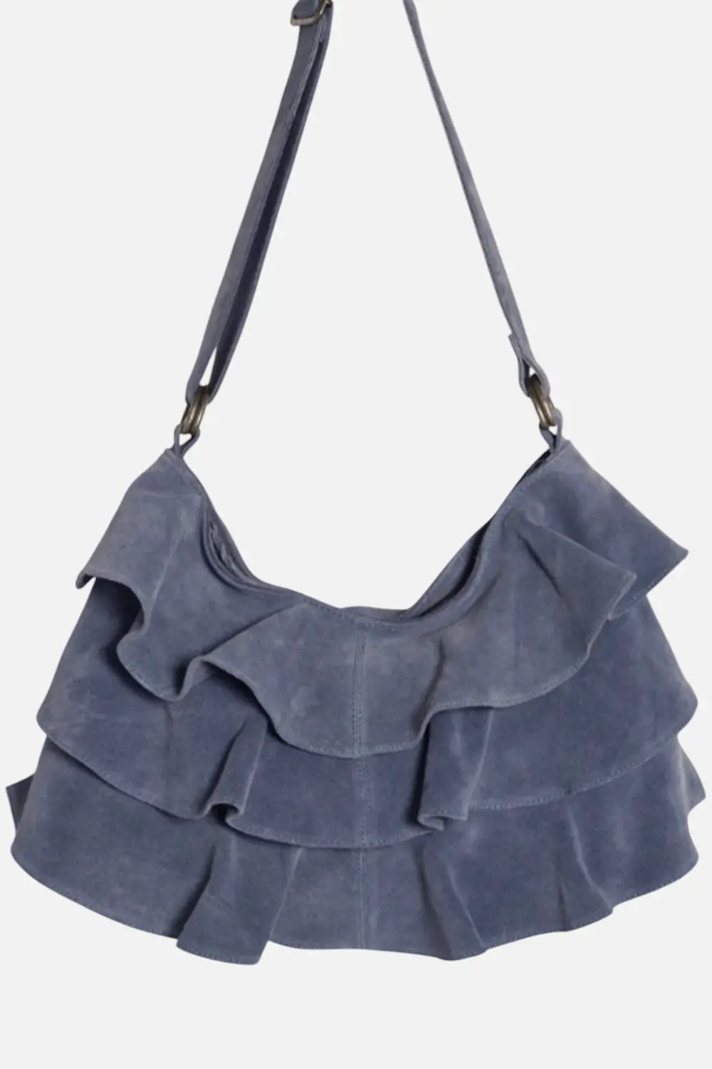 Free People Rae Ruffle Shoulder Bag In Slate 1