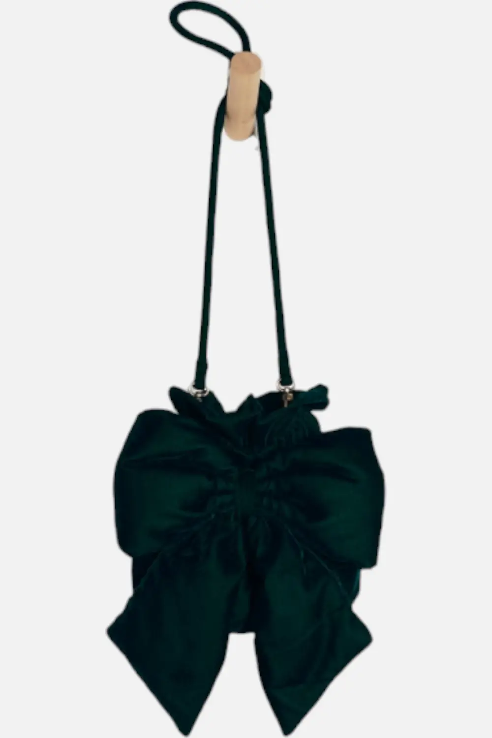 Free People Women's Belle Velvet Bow Bag In Emerald 1