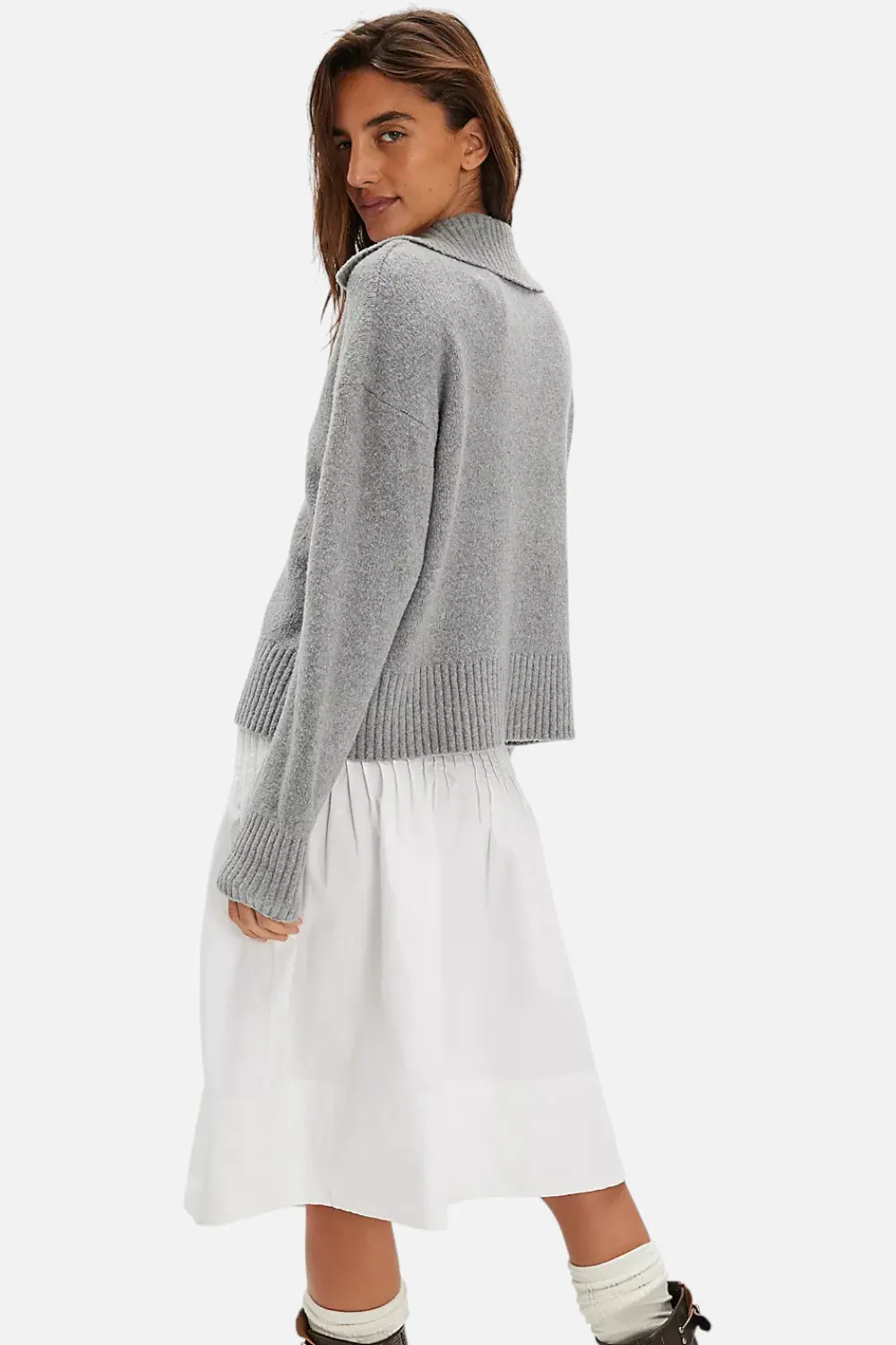 Free People Trading Up Polo In Heather Grey 1