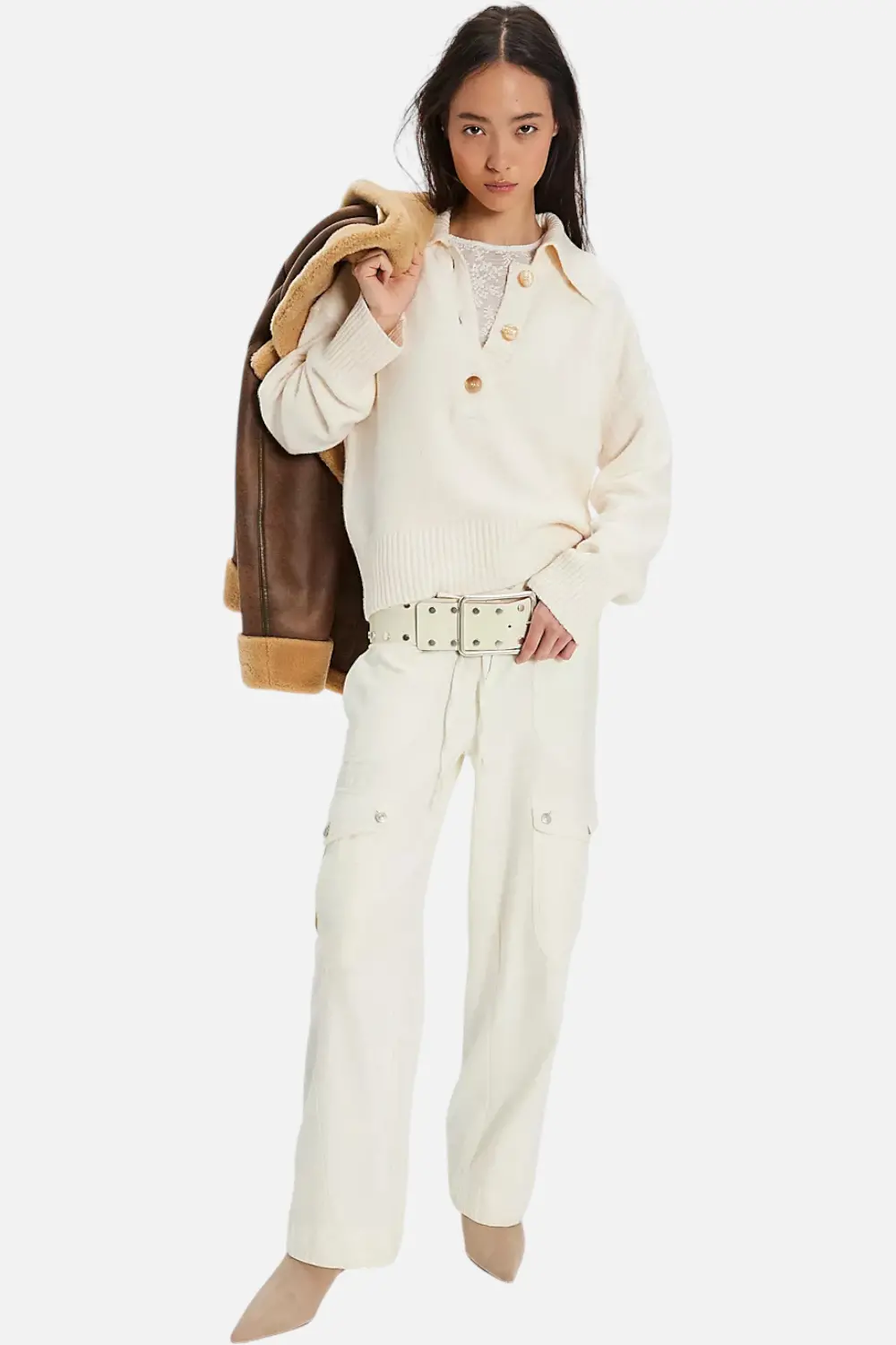 Free People Trading Up Polo In Ivory 1