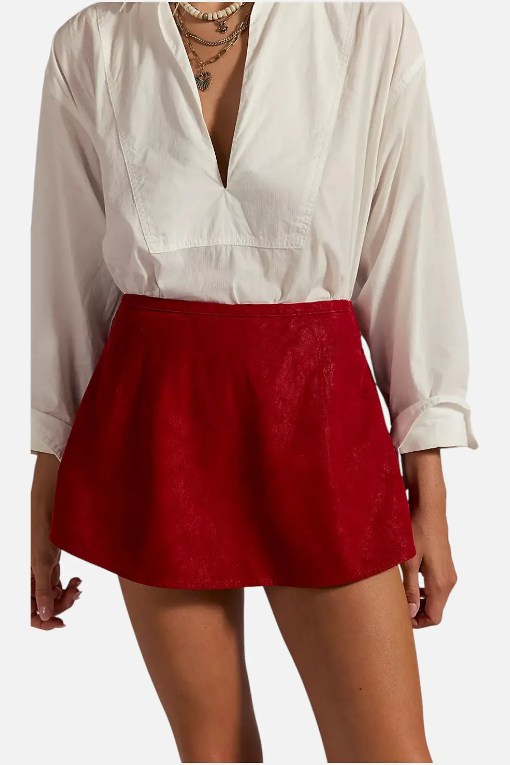 Free People Paradise Found Suede Skort In Rhythmic Red 1