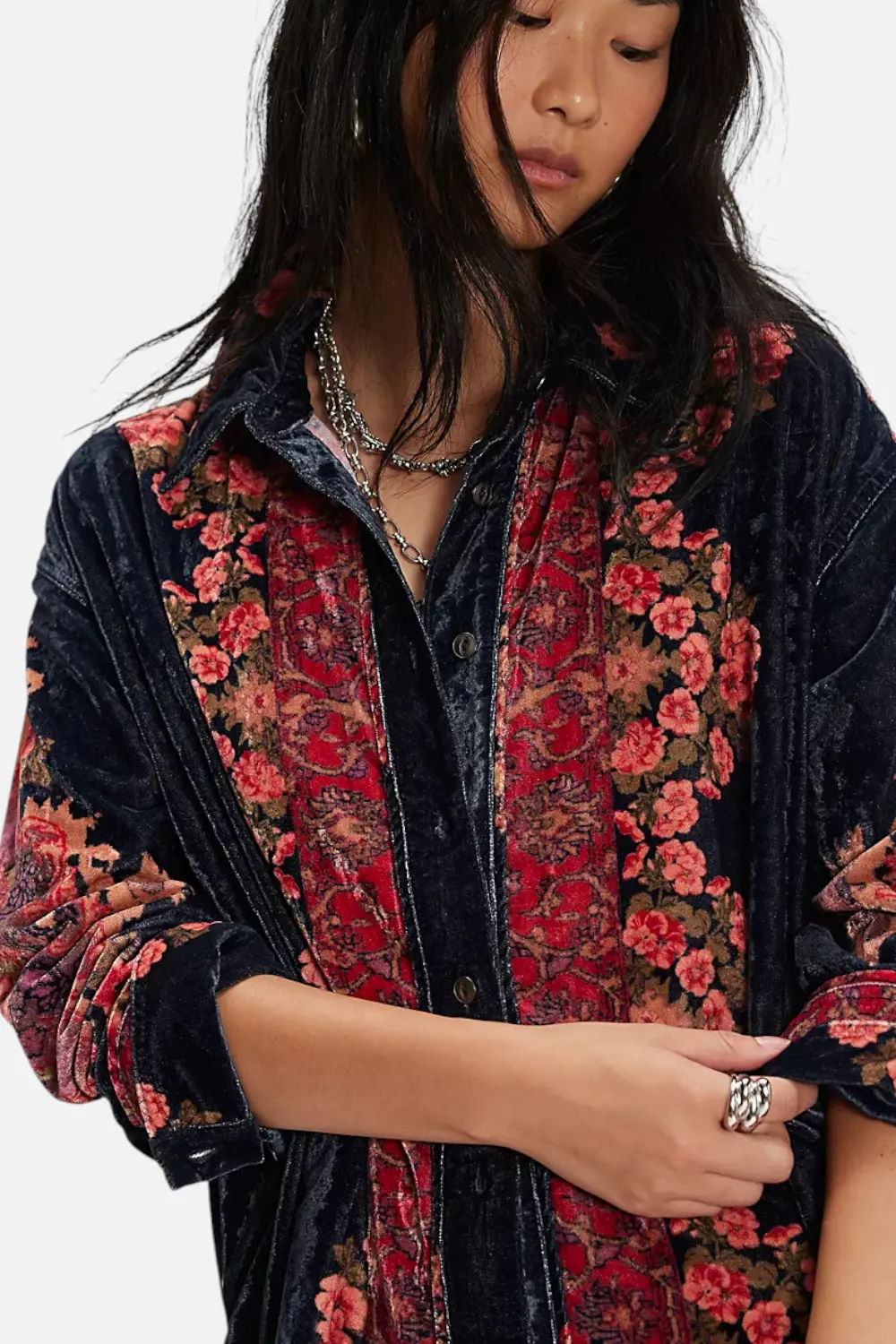 Free People Women's One Night Velvet Top Night Owl Combo 1