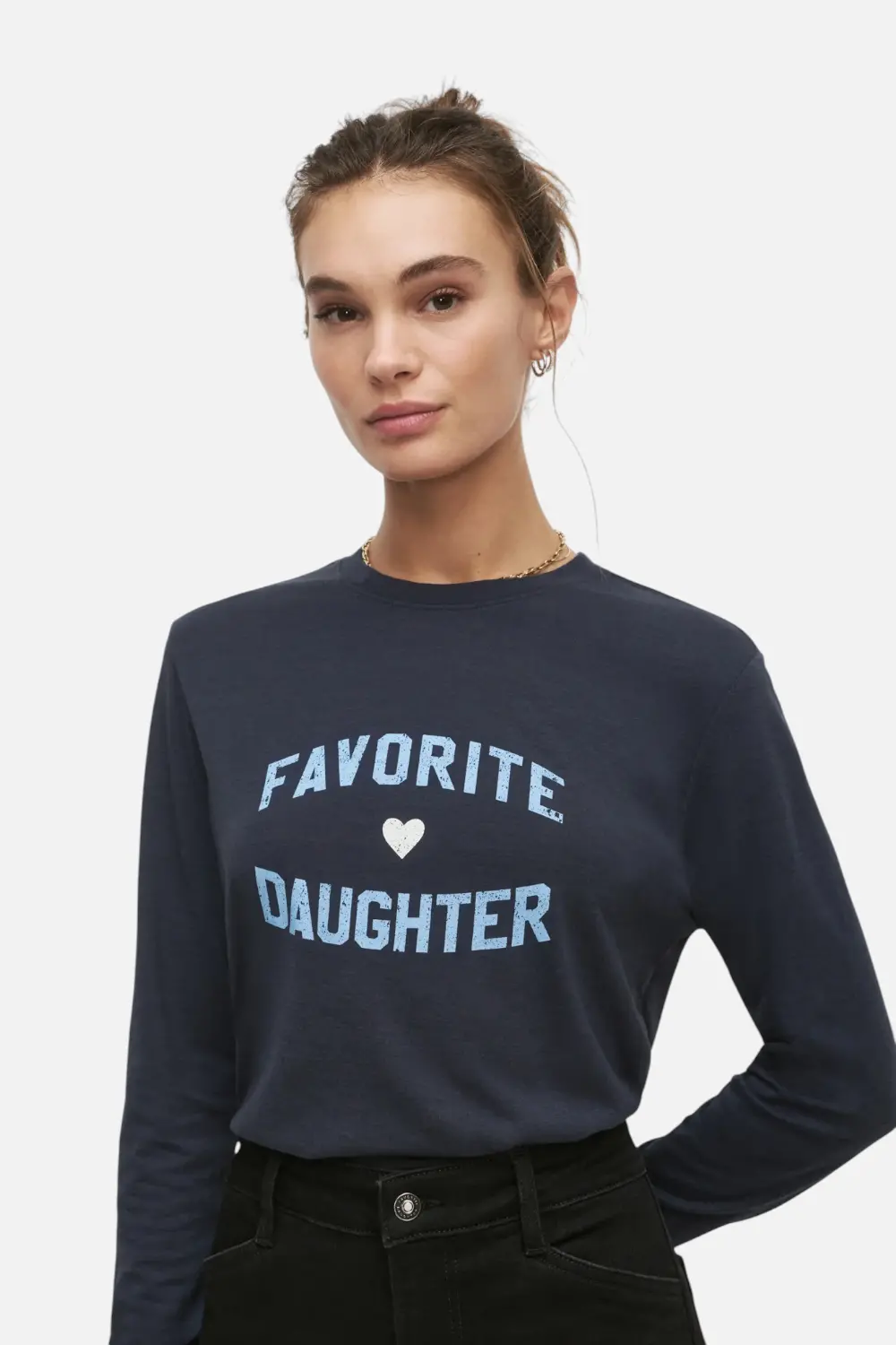 Favorite Daughter The Favorite Daughter Long Sleeve Tee In Navy & Light Blue 1