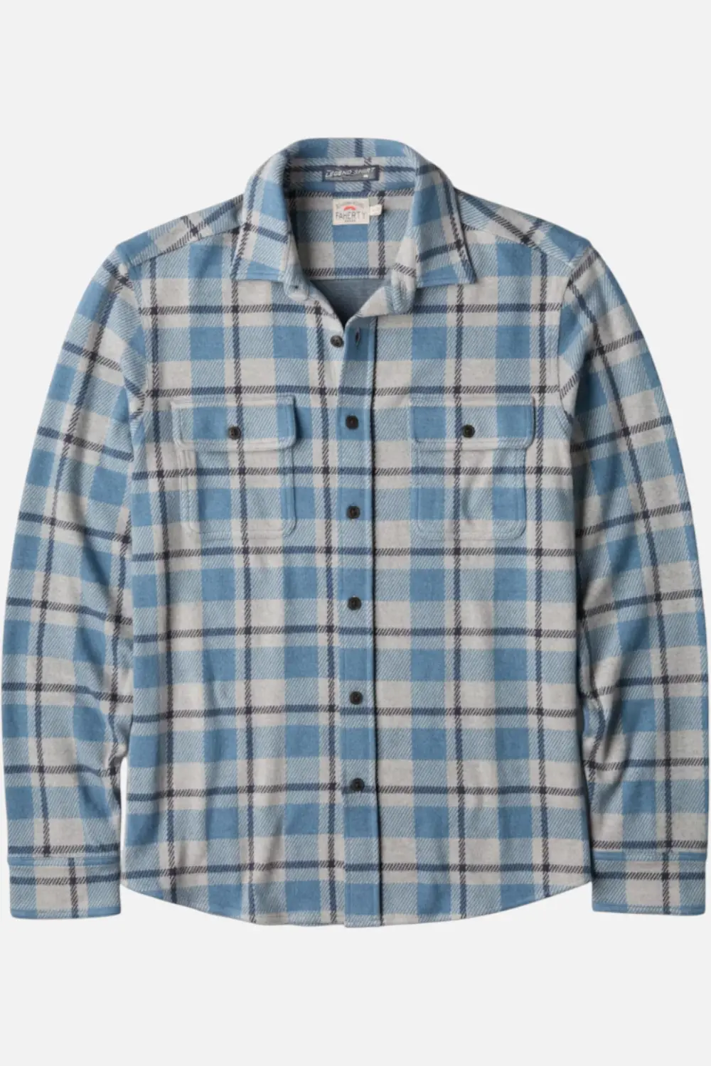 Faherty Legend Sweater Flannel Shirt Overcast Ocean Plaid 1