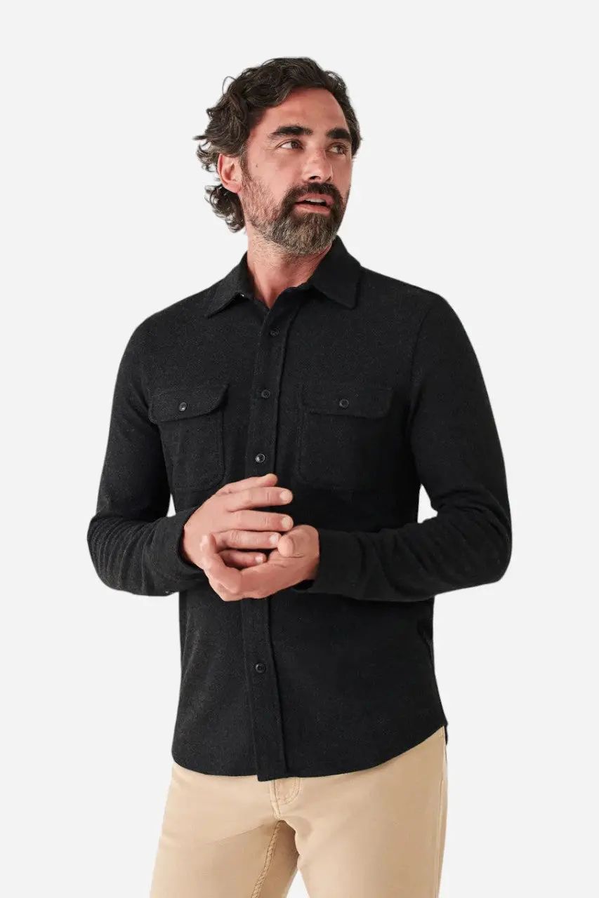 Faherty Legend Sweater Shirt In Heather Black 1