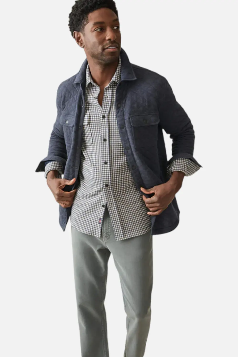 Faherty Men's Epic Quilted Fleece Cpo Jacket In Navy Melange 1