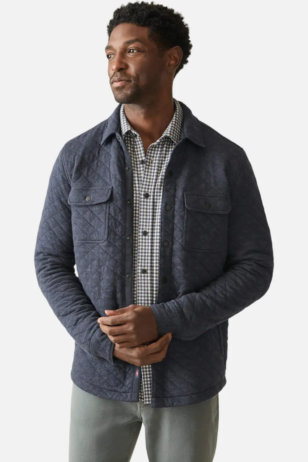 Faherty Men's Epic Quilted Fleece Cpo Jacket In Navy Melange 2