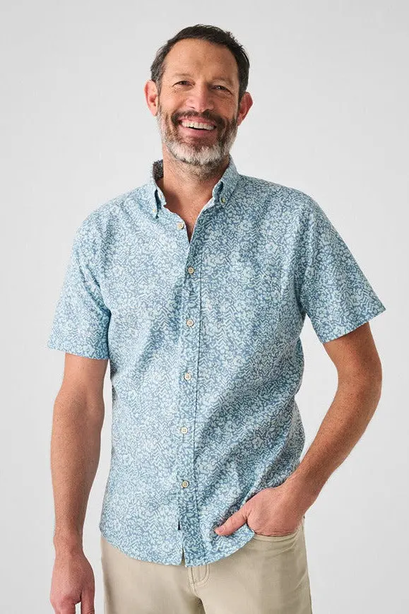 Faherty Short-Sleeve Breeze Shirt In Teal Waters Hilo 1