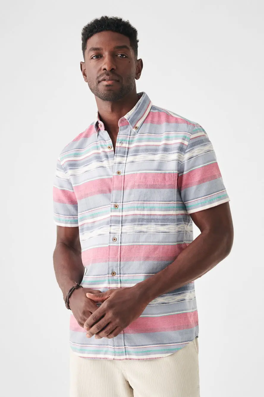 Faherty Short-Sleeve Coast Shirt In Western Wave Ikat 1