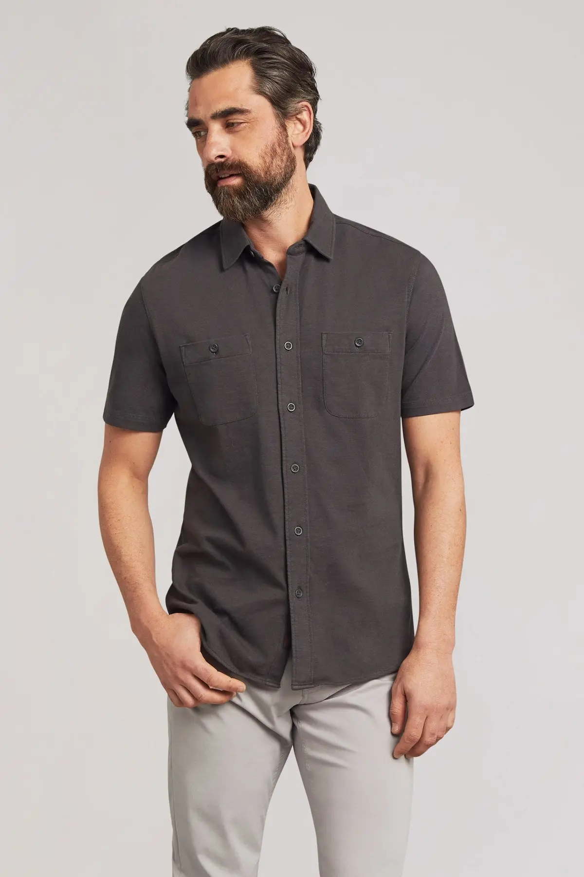 Faherty Short-Sleeve Knit Seasons Shirt In Washed Black 1