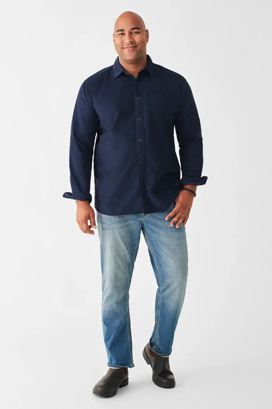 Faherty Stretch Corduroy Shirt In Navy 1