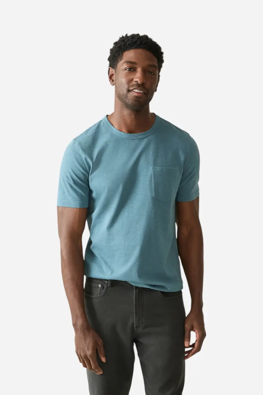 Faherty Sunwashed Pocket Tee In Teal Harbor 1