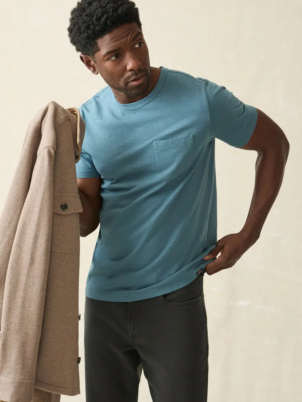 Faherty Sunwashed Pocket Tee In Teal Harbor 4