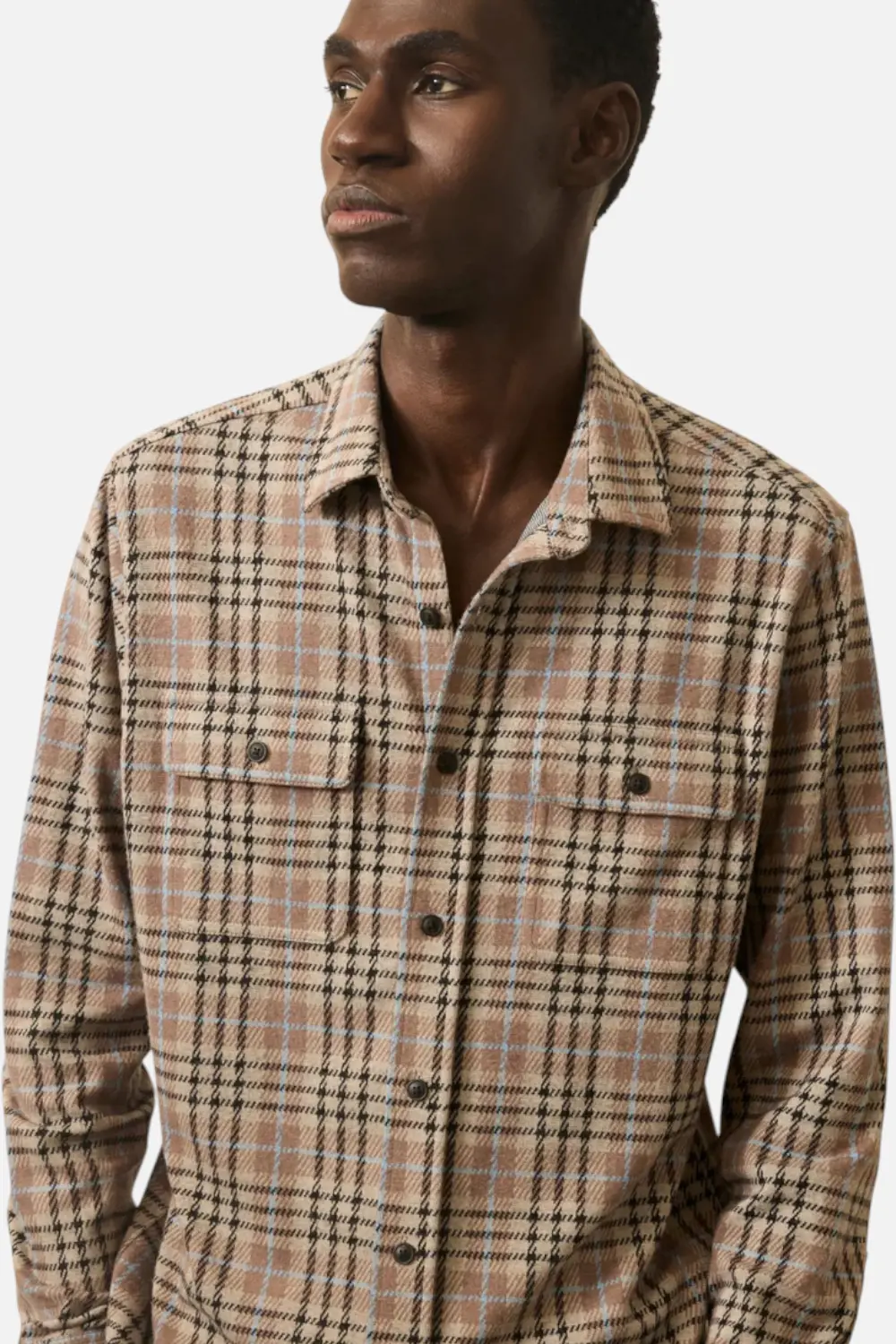 Faherty Legend Sweater Flannel Shirt In Dune Mountain 1