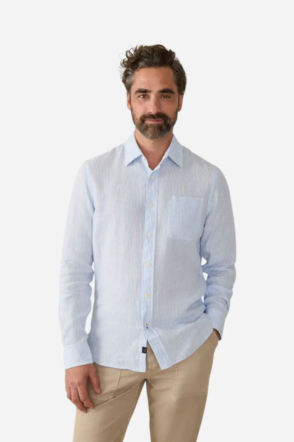 Faherty Laguna Linen Shirt In Summer Classic Stripe 1