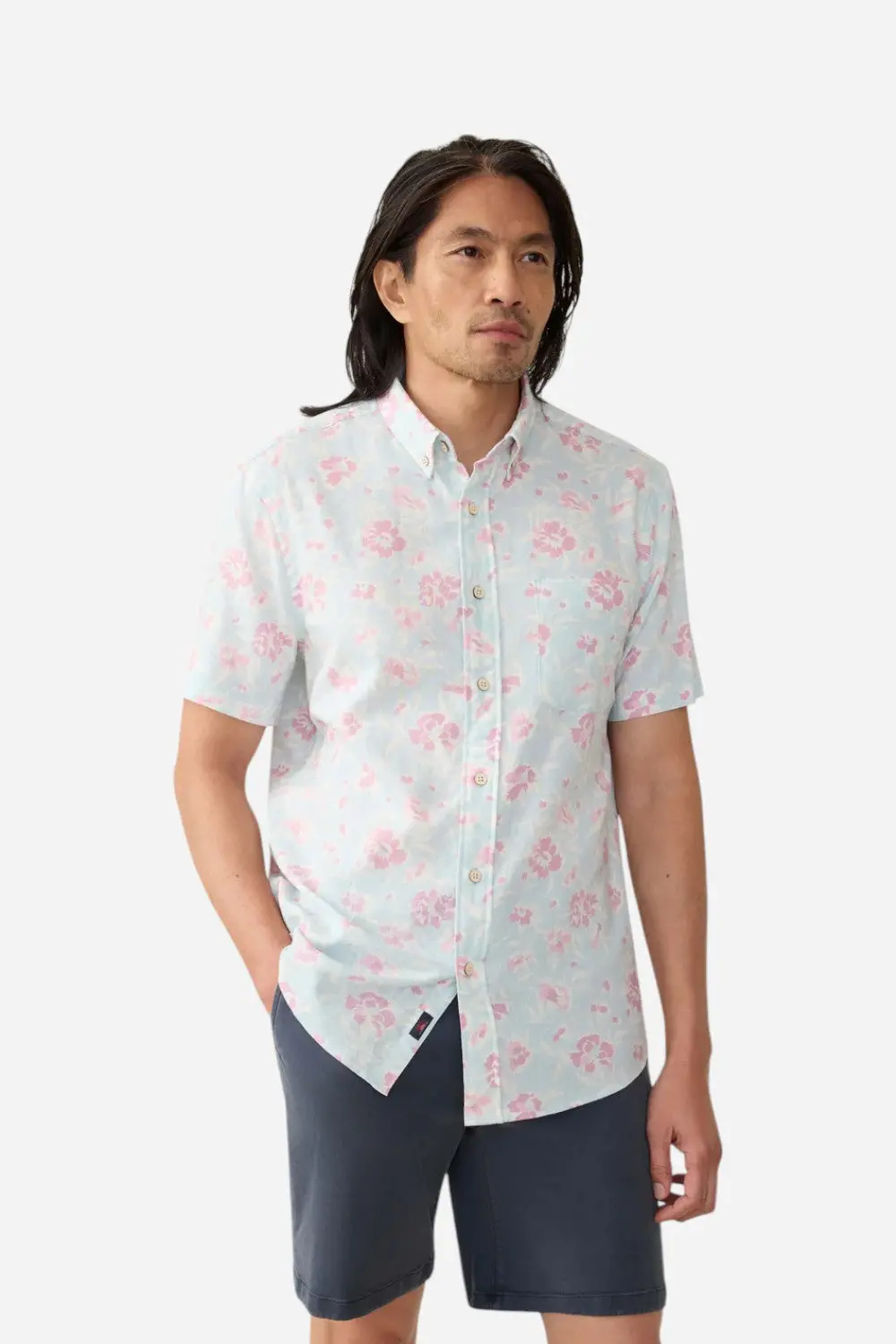 Faherty Short-Sleeve Breeze Shirt In Clear Waters Blossom 1