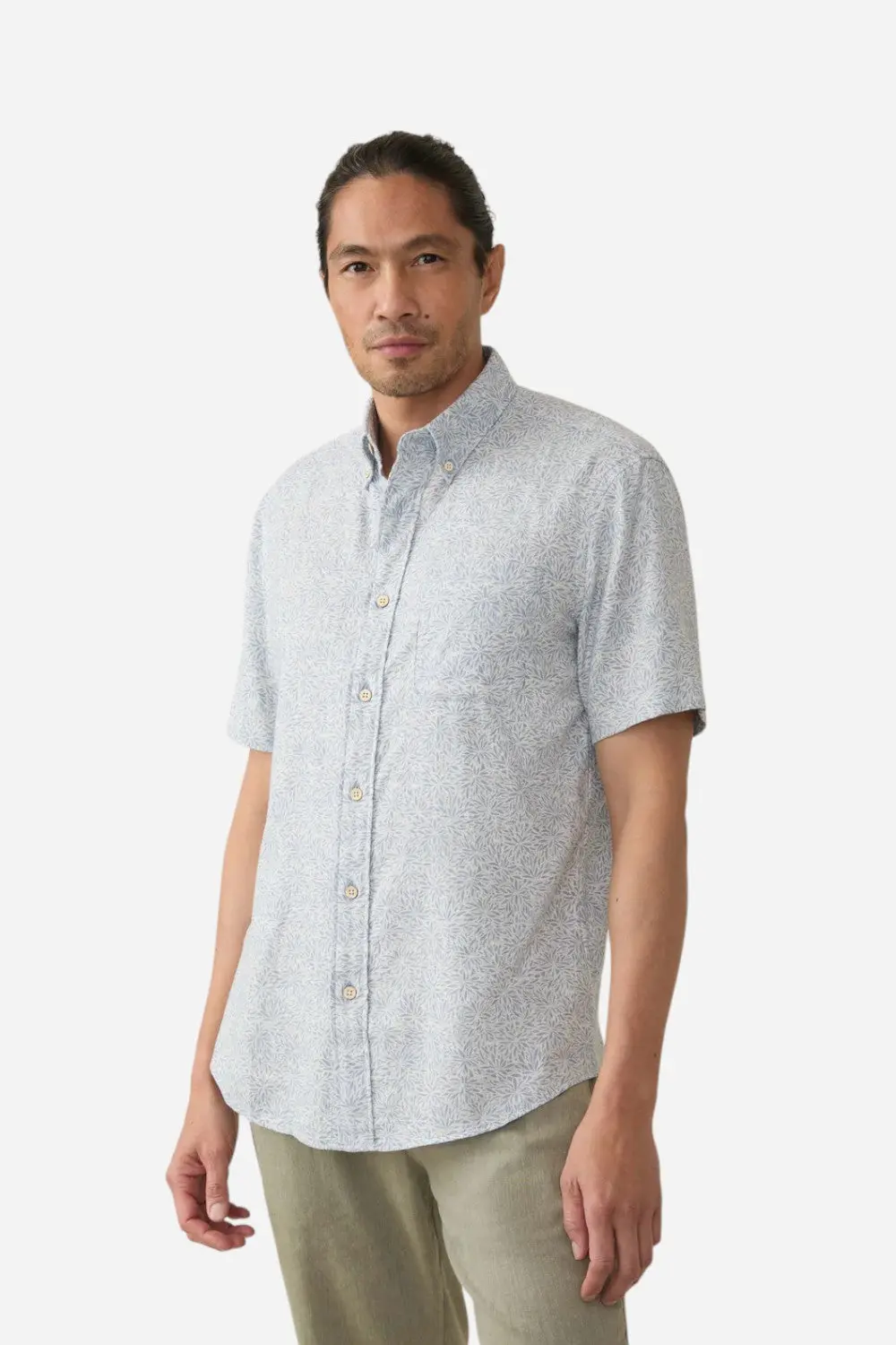 Faherty Short-Sleeve Breeze Shirt In Sky Blue Frond 1