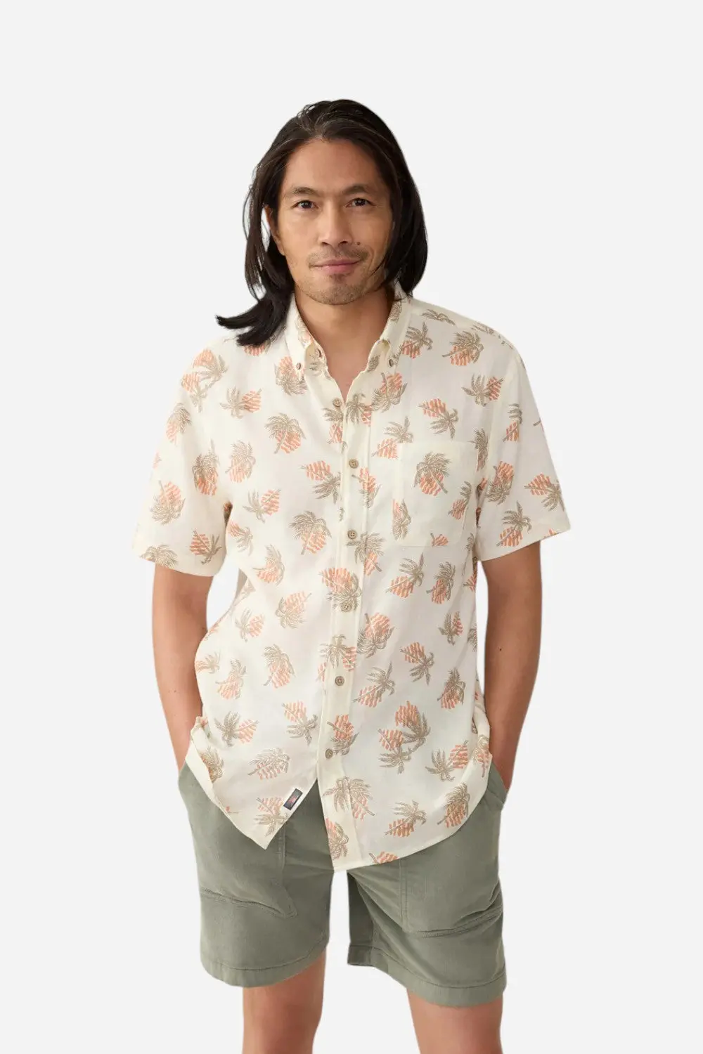 Faherty Short-Sleeve Breeze Shirt In Sunlit Palm & Waves 1