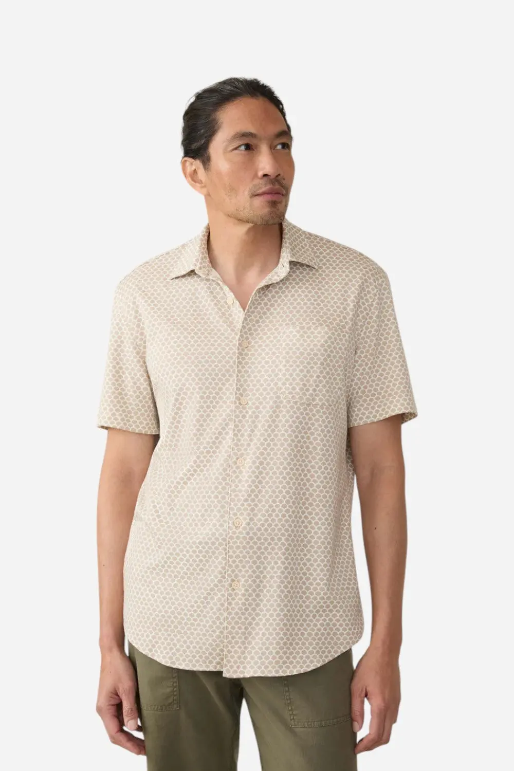 Faherty Short-Sleeve Hermosa Shirt In Island Sand Fishscale 1