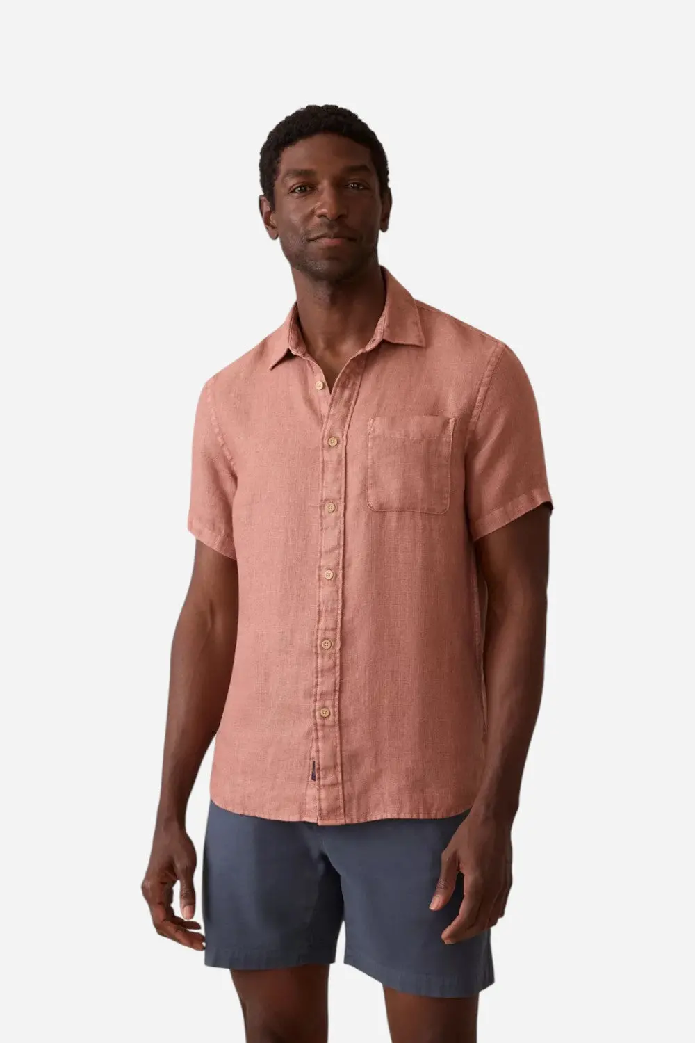Faherty Short-Sleeve Palma Linen Shirt In Cedar Rose 1