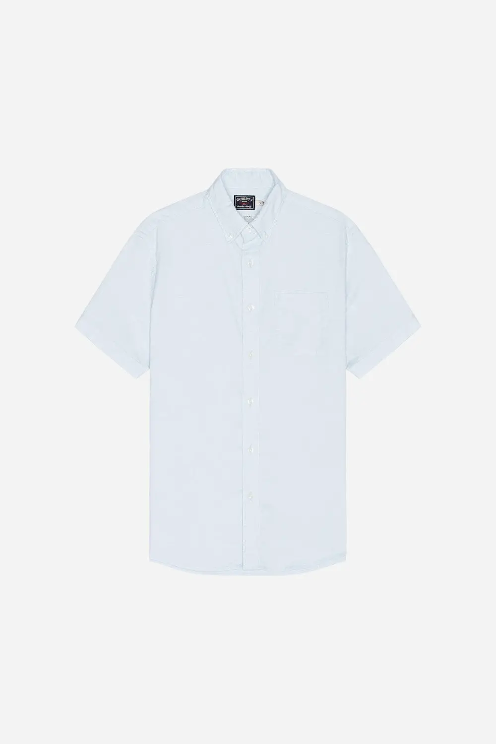 Faherty Short Sleeve Supima Oxford Shirt In Blue Heather 1