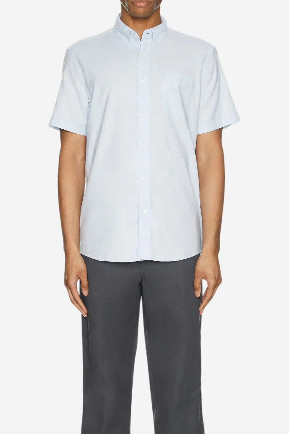 Faherty Short Sleeve Supima Oxford Shirt In Blue Heather 3