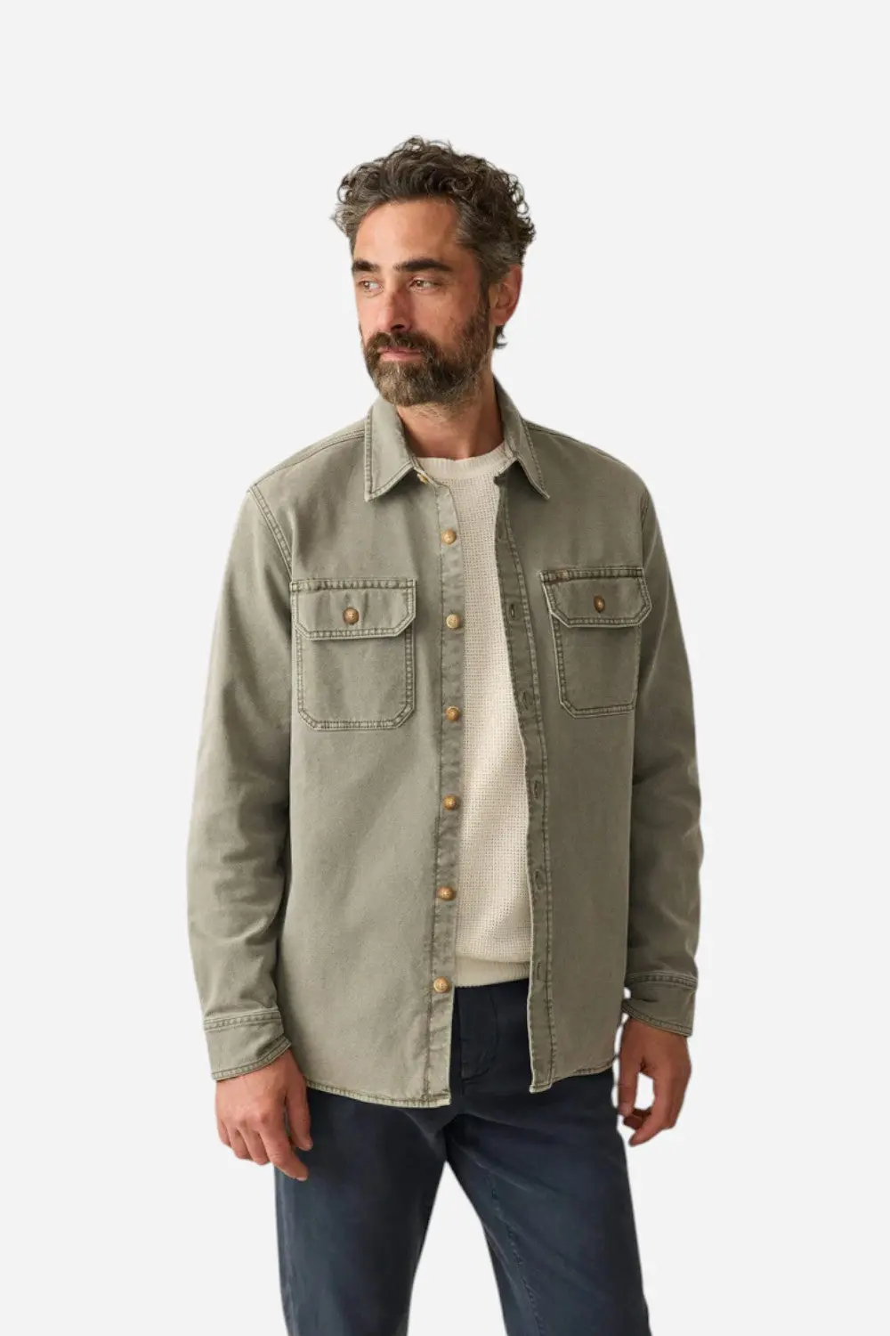 Faherty Sunwashed Canvas Cpo In Aspen Olive 1