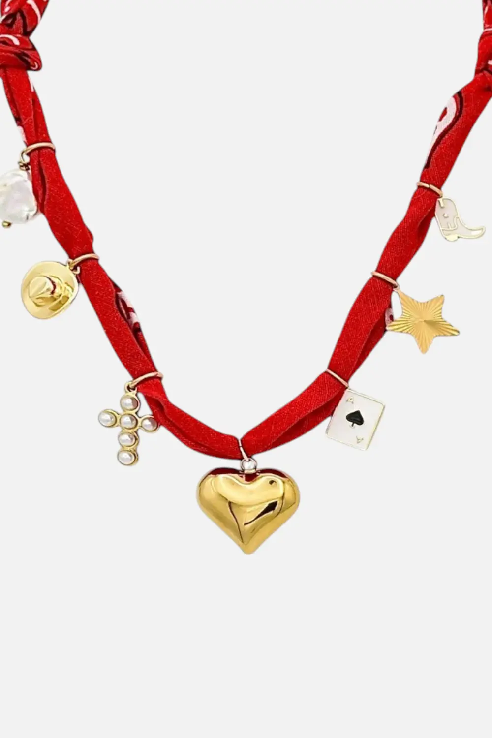 Farrah B Saloon Bandana Charm Necklace In Red 1