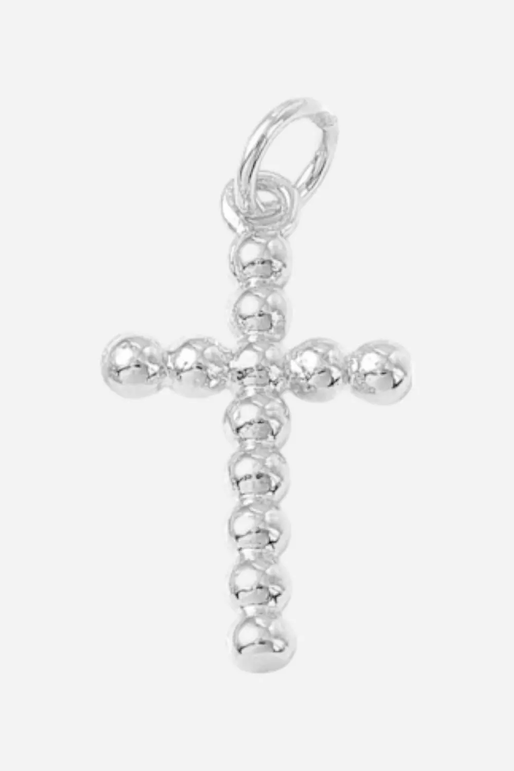 Farrah B Large Beaded Cross Charm - Silver 1