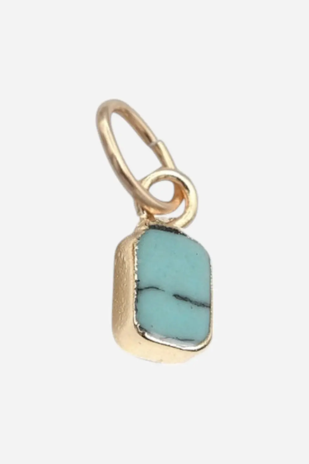 Farrah B Natural Stone Rectangle Charm In Turquoise 1