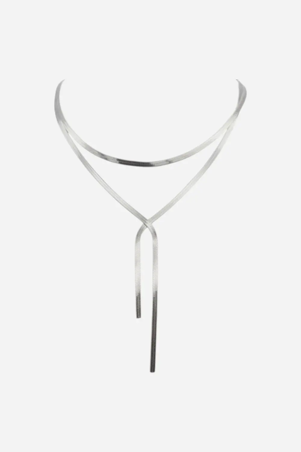 Farrah B Parting Ways 2 Layer Necklace - Silver 1