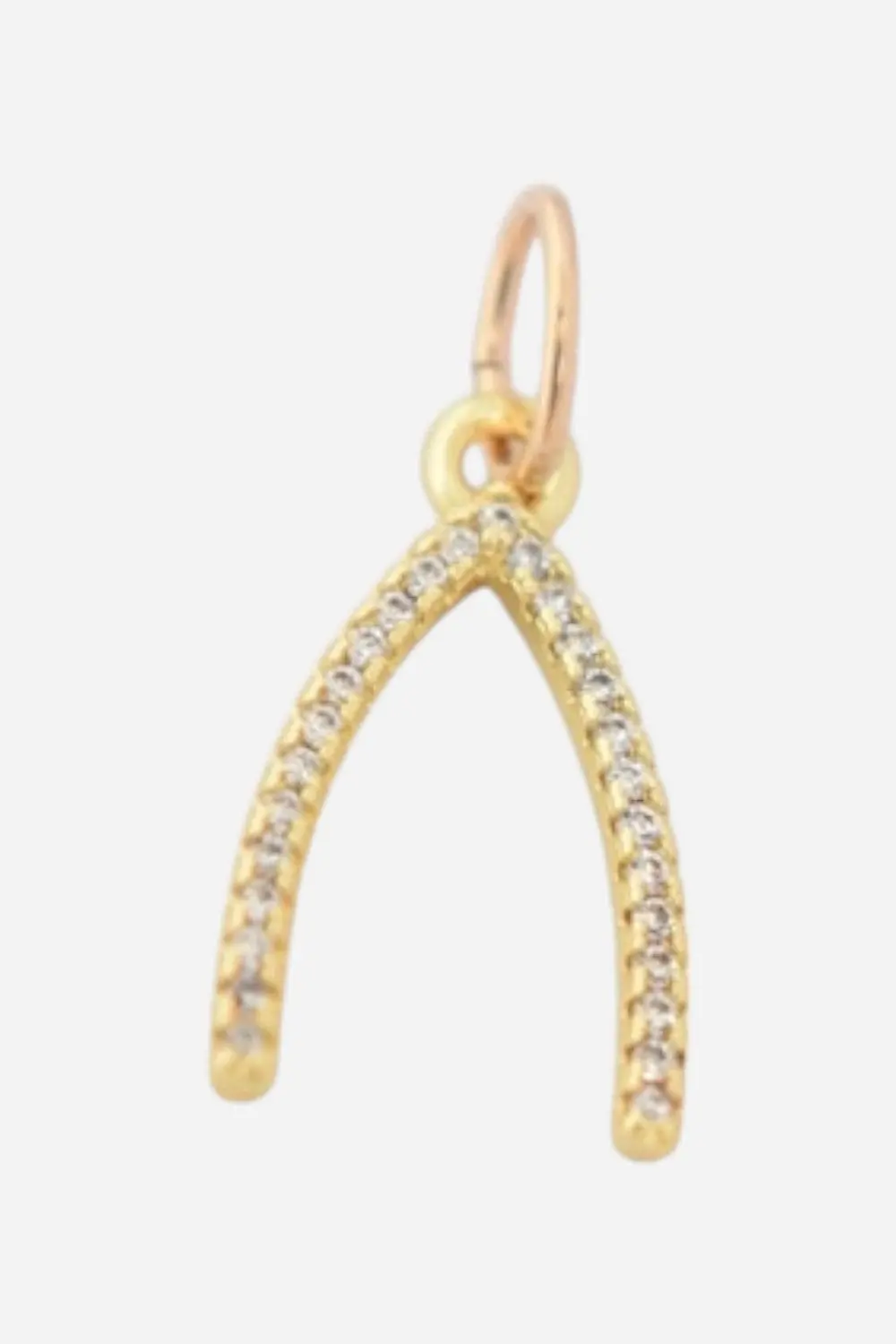 Farrah B Pave Wishbone Charm - Gold 1
