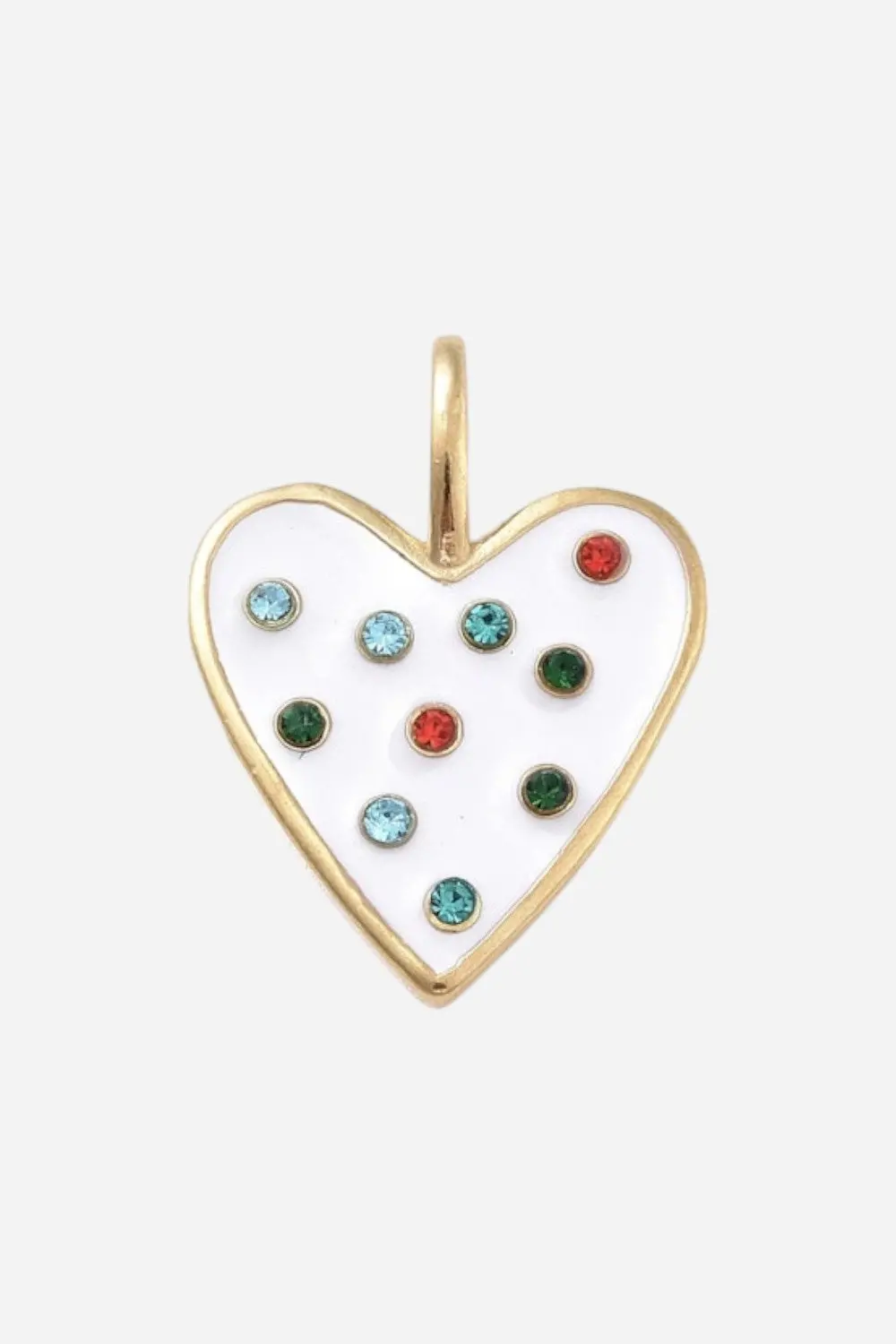 Farrah B Polka Dot Heart Charm In White 1