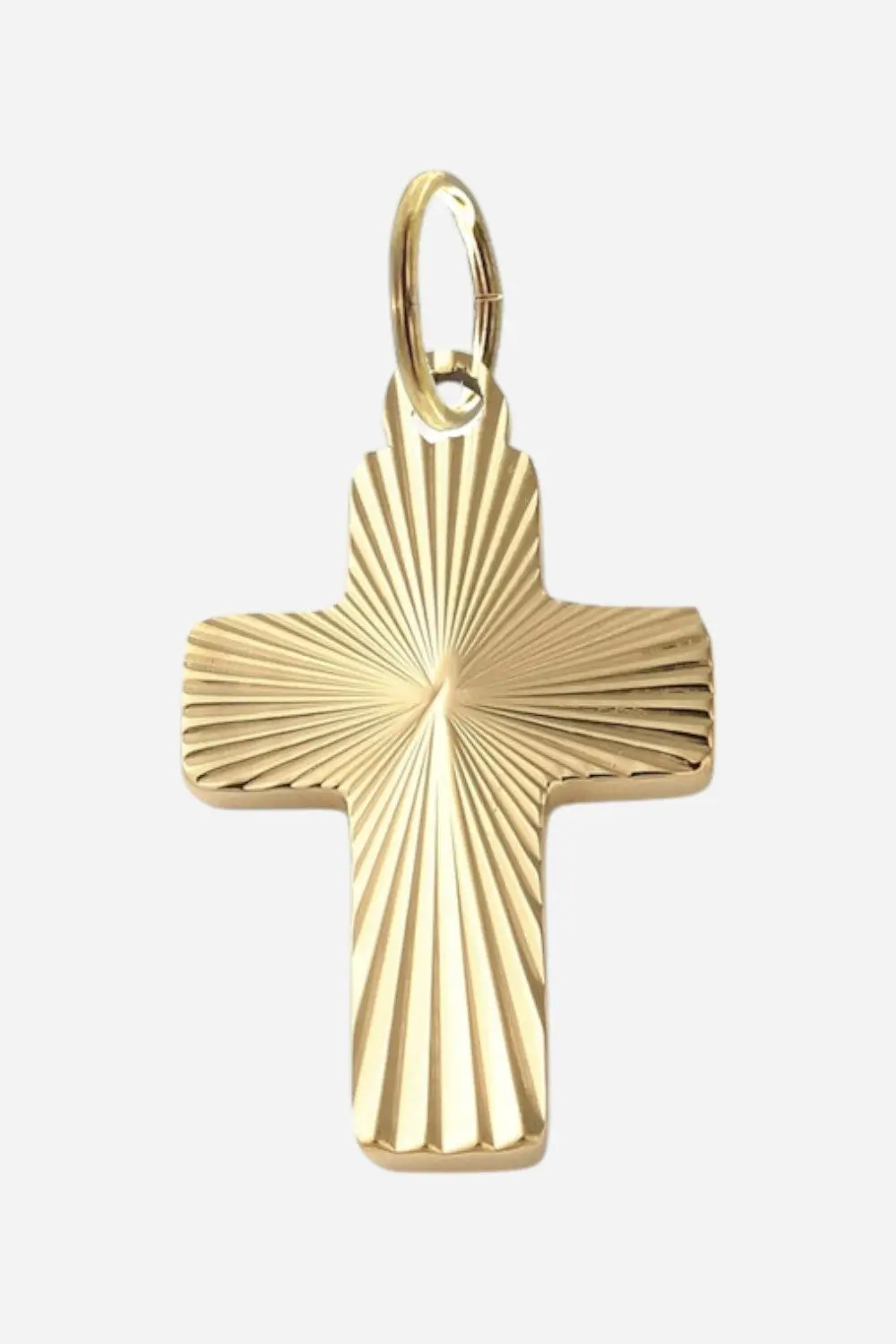 Farrah B Textured Cross Charm In Gold 1