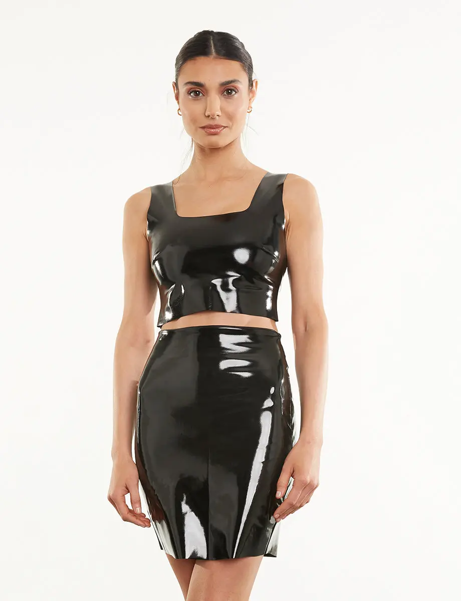 Commando Faux Patent Leather Mini Skirt In Black 1