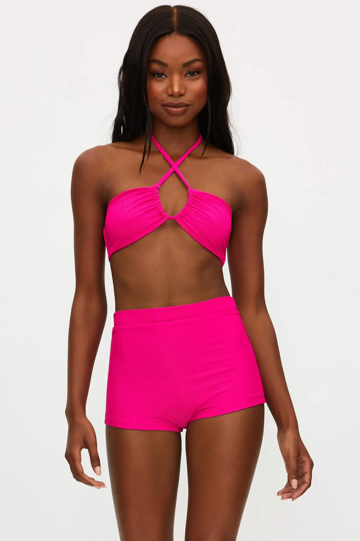 Beach Riot Felicia Short In Bright Fuchsia 1