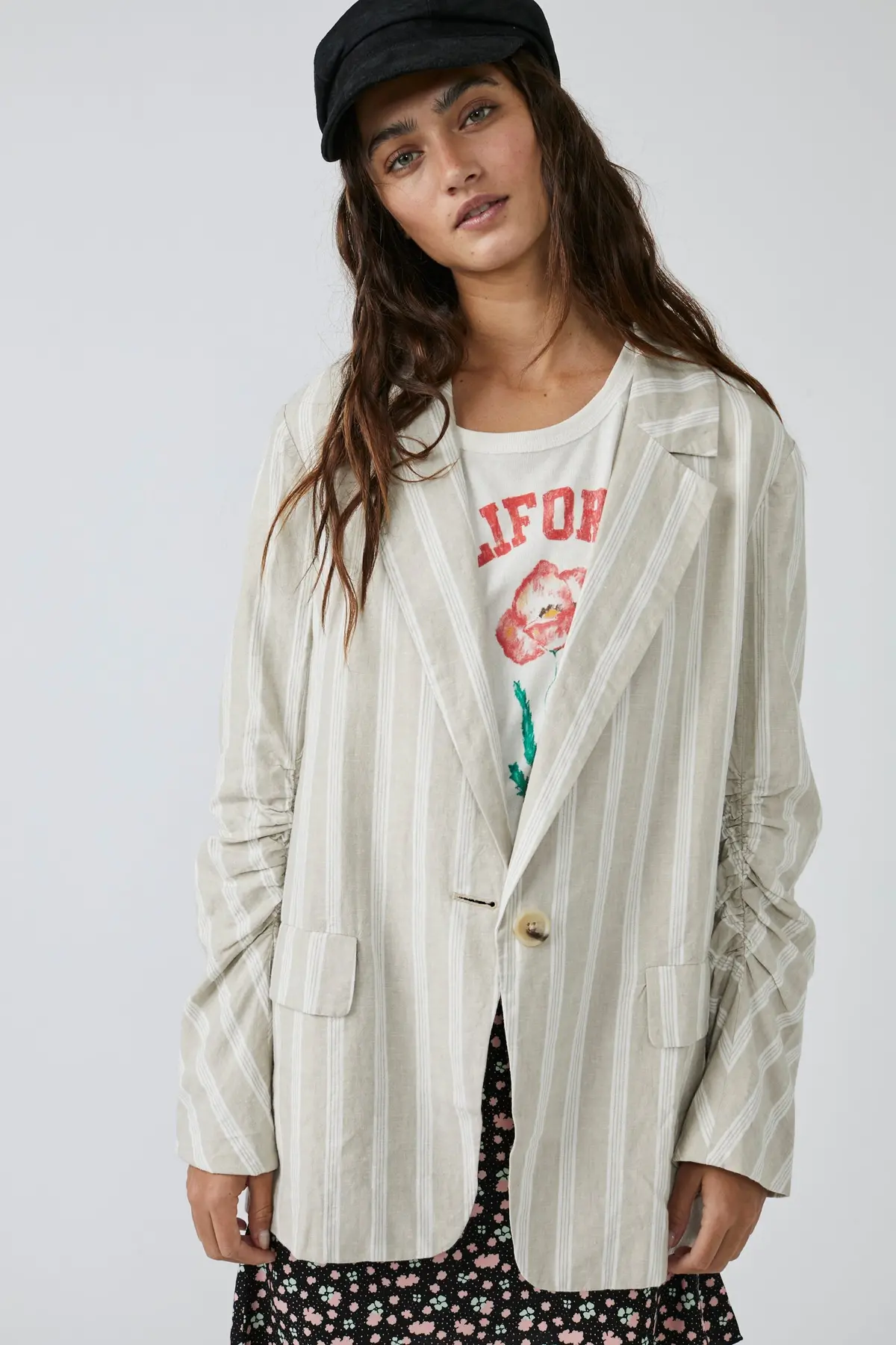 Free People Fern Blazer In Dusty Beige 1